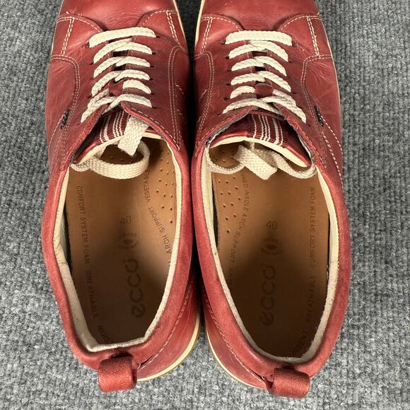 New Ecco Womens EU 40 US 9 Chase Leather Sneakers Brown Lace Up Comfort Flats - Picture 4 of 9